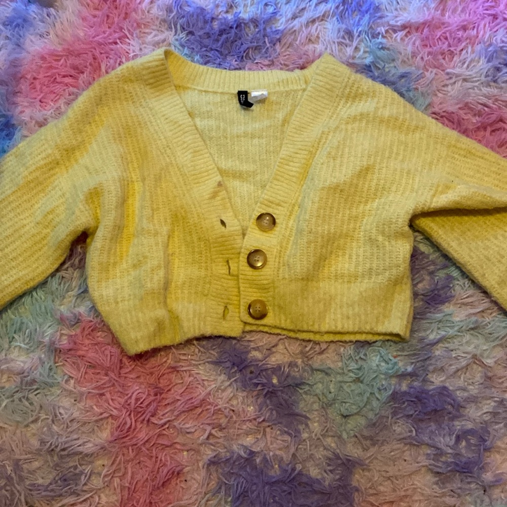 H&M yellow button up sweater/cardigan